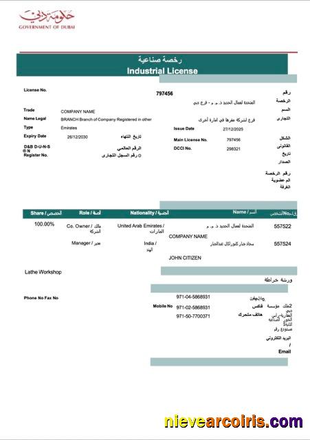 UAE Dubai industrial license